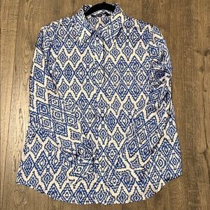 Zara Blue and White Geometric Shirt